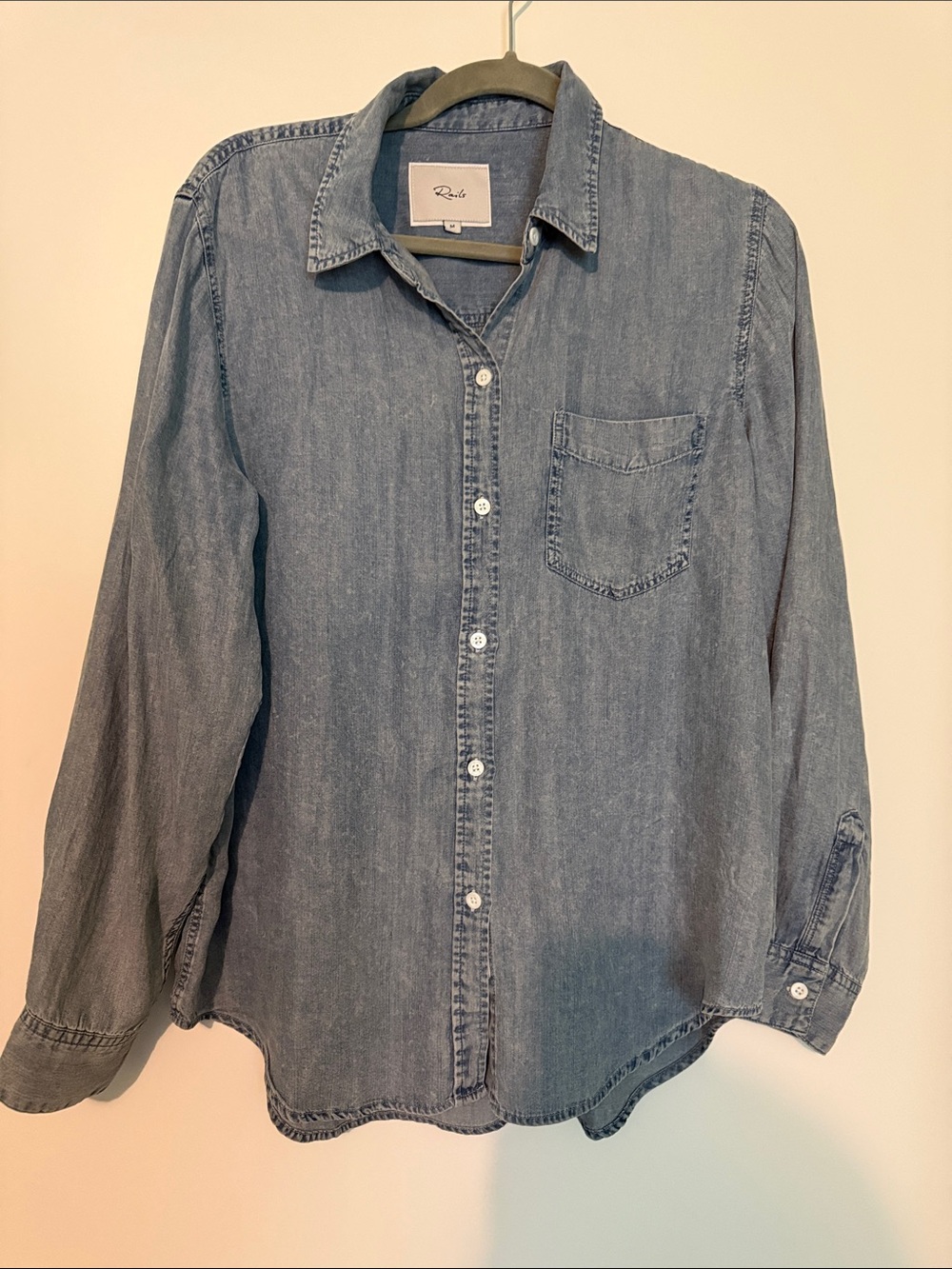 Rails Casual Denim Button-Down Shirt in Light Blue